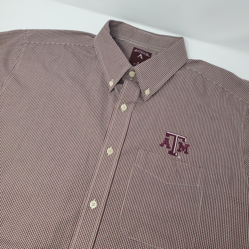 Texas A&M Aggies Shirt Mens XL Maroon NCAA Football Button Down Antigua